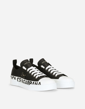 CALFSKIN PORTOFINO LIGHT SNEAKERS WITH LOGO-DETAILED PLATE AND LOGO PRINT