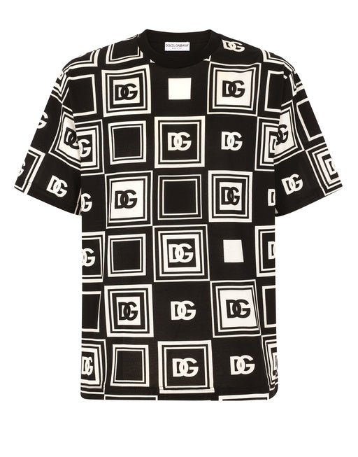 COTTON T-SHIRT WITH DG LOGO PRINT