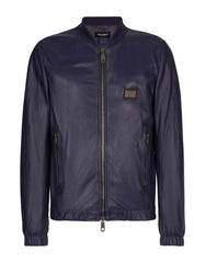 LEATHER JACKET WITH BRANDED TAG