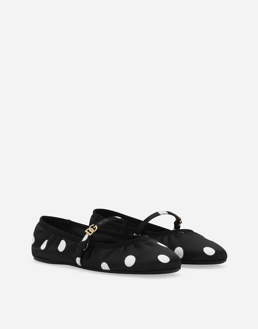 PRINTED SATIN BALLET FLATS