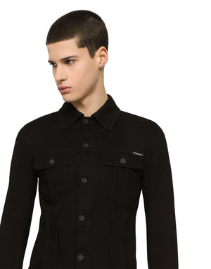 BLACK STRETCH DENIM JACKET