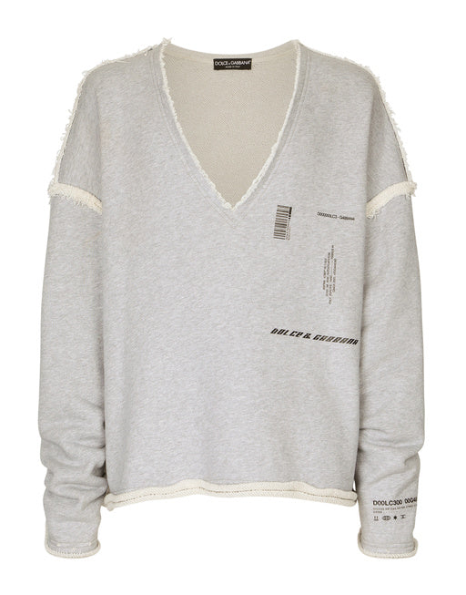 PRINTED JERSEY SWEATSHIRT WITH SMALL ABRASIONS