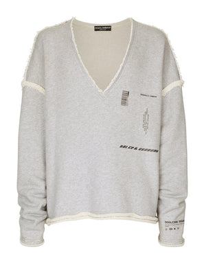 PRINTED JERSEY SWEATSHIRT WITH SMALL ABRASIONS