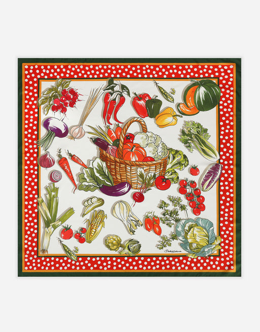 VEGETABLE-PRINT TWILL SCARF (90 X 90)