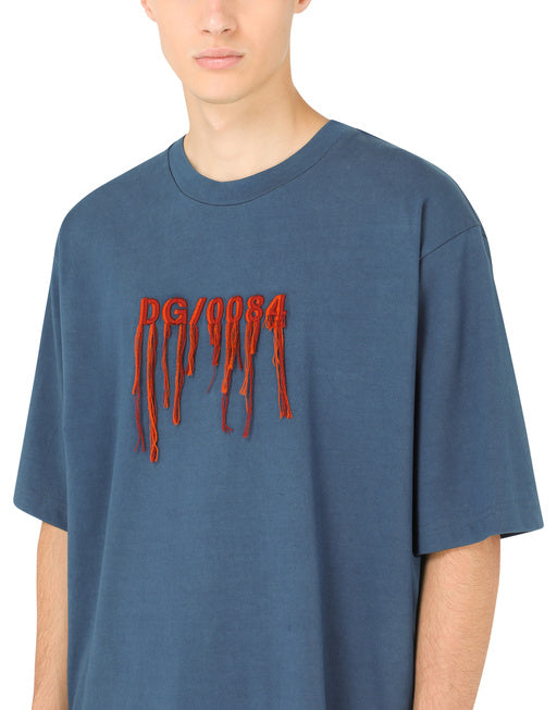 COTTON T-SHIRT WITH FRAYED DG EMBROIDERY