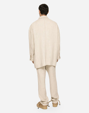 OVERSIZE SINGLE-BREASTED LINEN AND VISCOSE JACKET