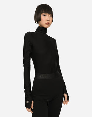 JERSEY TURTLE-NECK BODYSUIT WITH DG LOGO