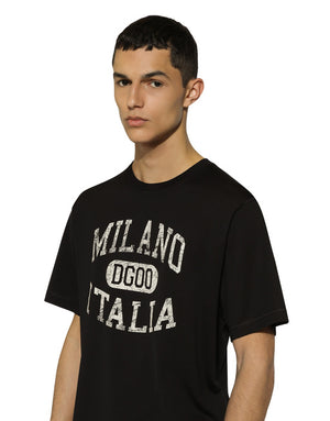 COTTON T-SHIRT WITH DG LOGO PRINT
