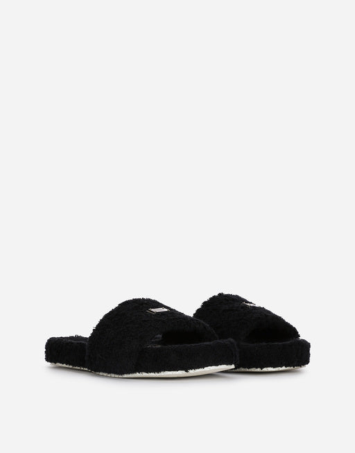 TERRYCLOTH SLIDERS WITH LOGO TAG