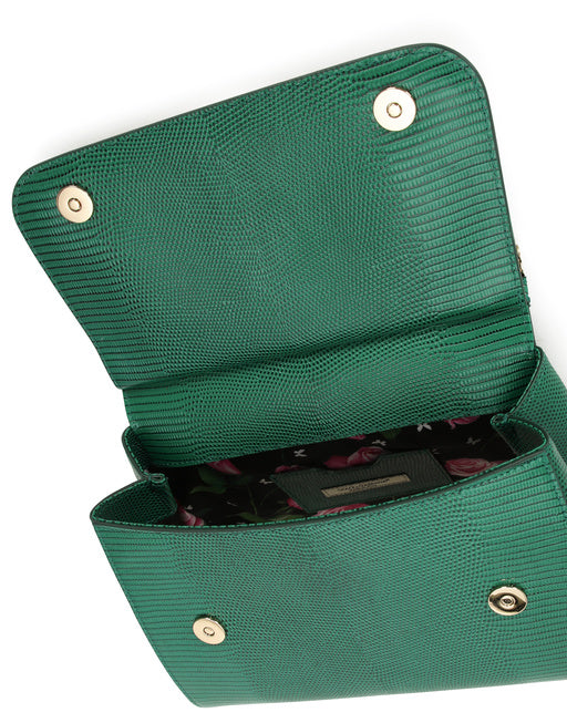 MEDIUM IGUANA PRINT CALFSKIN SICILY BAG WITH CRYSTAL DG LOGO PATCH