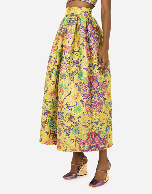 PENCIL SKIRT IN FLORAL LUREX JACQUARD