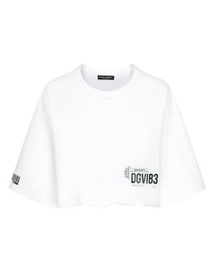 CROPPED SHORT-SLEEVED COTTON JERSEY T-SHIRT WITH ROUND NECK DGVIB3