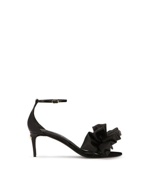 POLISHED CALFSKIN SANDALS WITH RUCHING