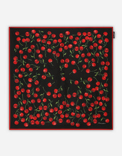 CHERRY-PRINT TWILL SCARF (90X90)