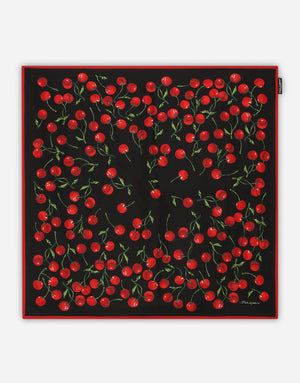 CHERRY-PRINT TWILL SCARF (90X90)