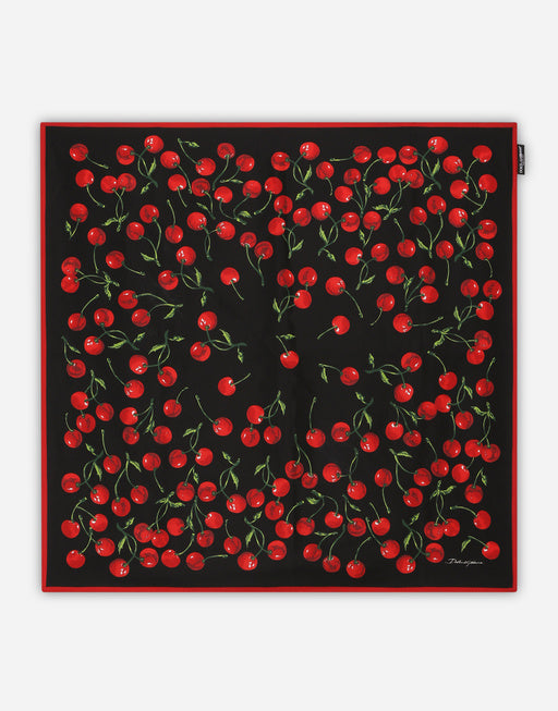 CHERRY-PRINT TWILL SCARF (90X90)