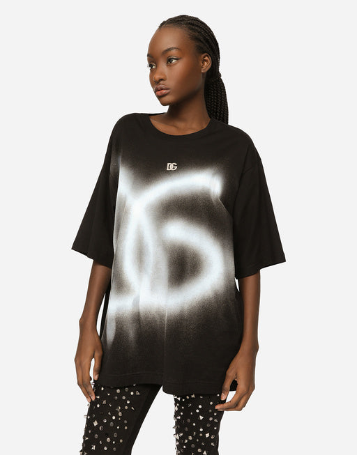 OVERSIZE JERSEY T-SHIRT WITH DG LOGO PRINT