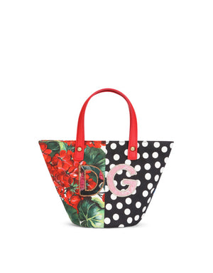 POPLIN PATCHWORK SHOULDER BAG WITH DG PATCH EMBELLISHMENT