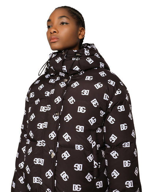 NYLON DOWN JACKET WITH ALL-OVER DG LOGO PRINT