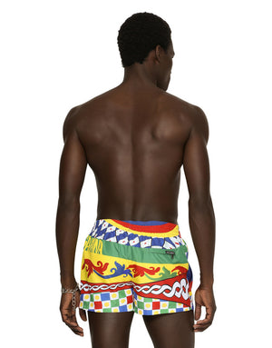 SHORT SWIM TRUNKS WITH CARRETTO PRINT
