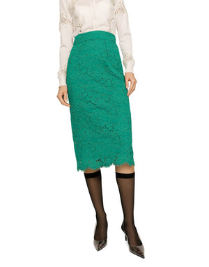 LOGO STRETCH LACE MIDI SKIRT