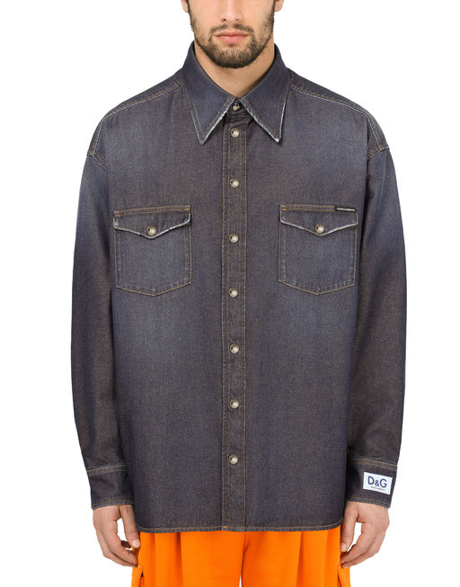 BLUE DENIM SHIRT WITH D&G PATCH