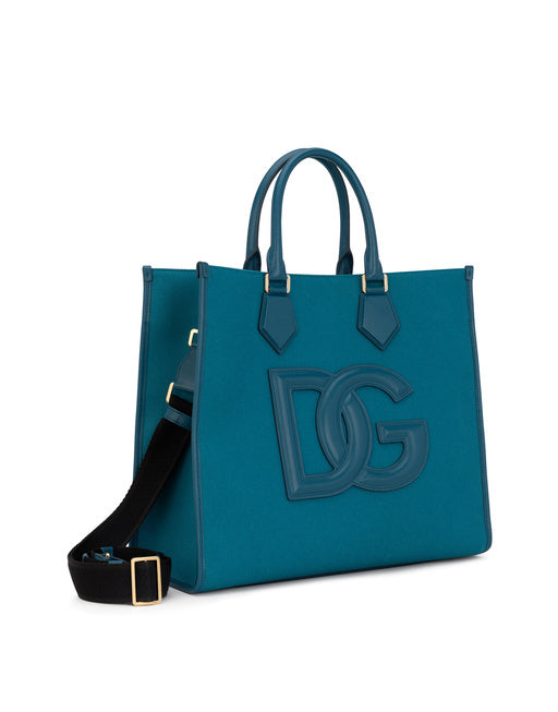CANVAS SHOPPER WITH CALFSKIN NAPPA DETAILS