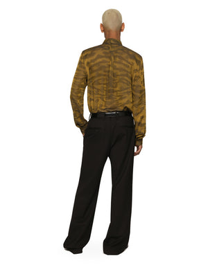 SILK JACQUARD MARTINI-FIT SHIRT WITH DG LOGO AND TIGERS