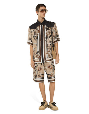 LONG SHORT WITH SILK FRONT AND DENIM BACK