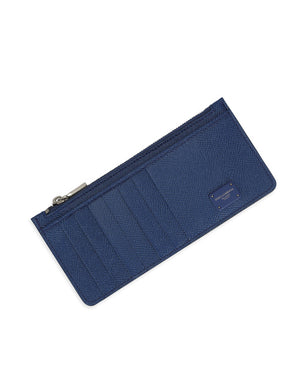 VERTICAL DAUPHINE CALFSKIN CARD HOLDER WITH BRANDED PLATE