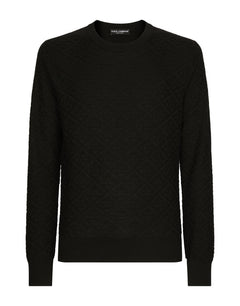 CREW NECK SILK SWEATER WITH ALLOVER DG LOGO