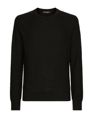 CREW NECK SILK SWEATER WITH ALLOVER DG LOGO
