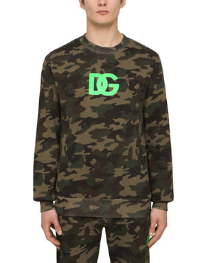 JERSEY SWEATSHIRT WITH CAMOUFLAGE PRINT AND DG LOGO