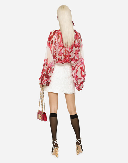 MAJOLICA-PRINT CHIFFON TOP