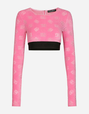 FLOCKED JERSEY T-SHIRT WITH ALL-OVER DG LOGO