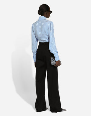 SILK JACQUARD SHIRT WITH ALL-OVER DG LOGO