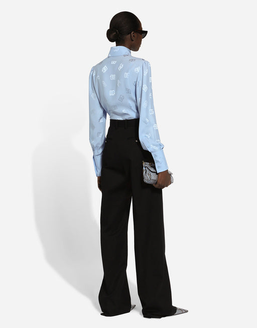 SILK JACQUARD SHIRT WITH ALL-OVER DG LOGO
