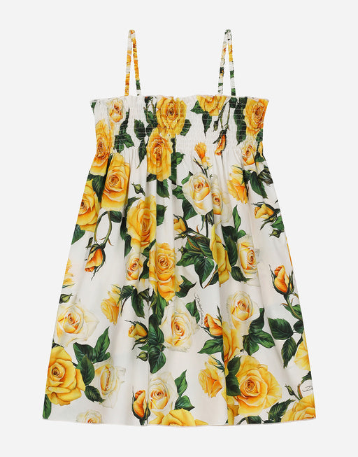 POPLIN SUNDRESS WITH YELLOW ROSE PRINT