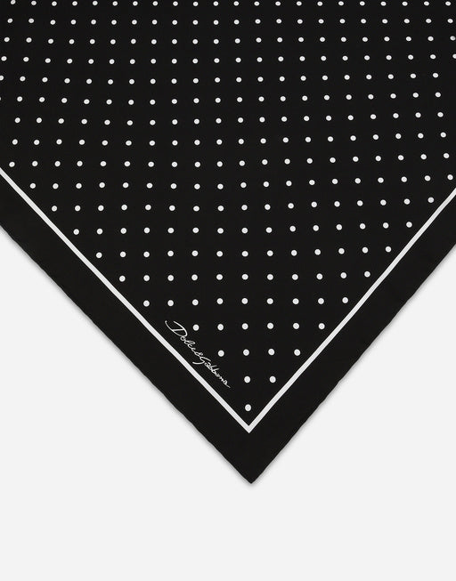 SILK TWILL SCARF WITH STRIPED PRINT (90X90)