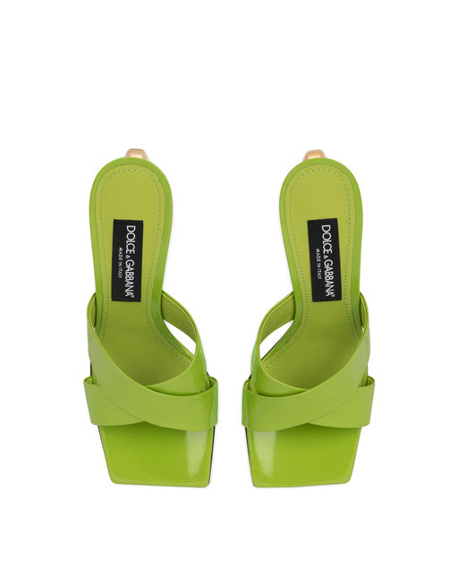 POLISHED CALFSKIN MULES WITH 3.5 HEEL
