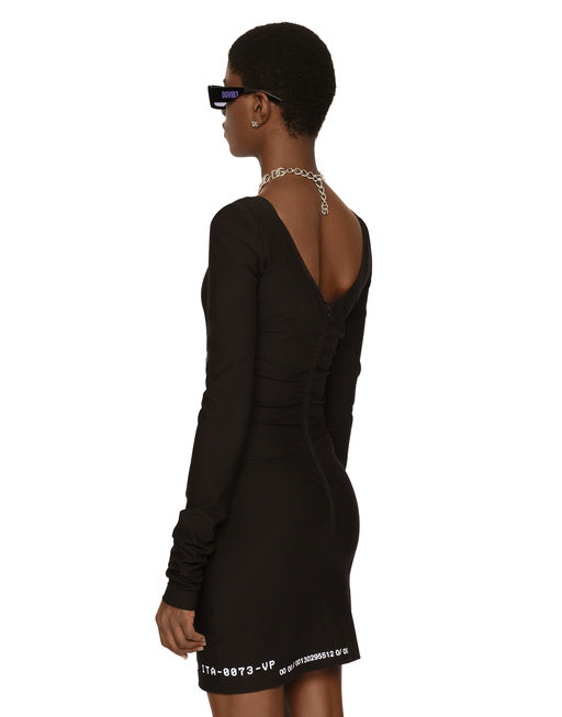 LONG-SLEEVED SPANDEX JERSEY MIDI DRESS DGVIB3