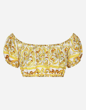 MAJOLICA-PRINT POPLIN CROP TOP