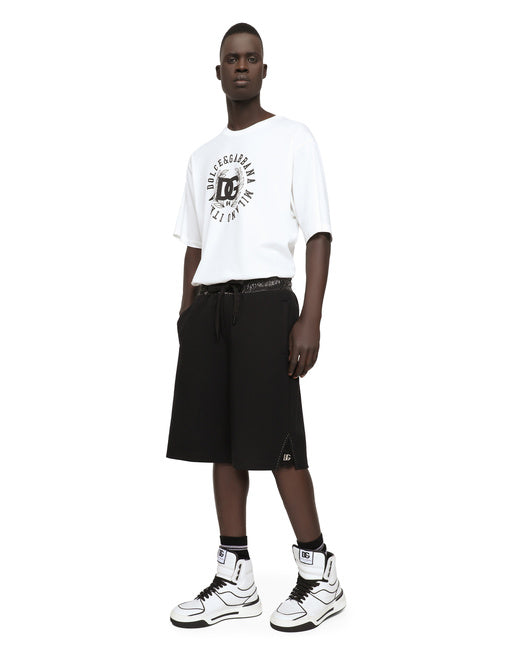 TECHNICAL JERSEY JOGGING SHORTS WITH EMBROIDERY