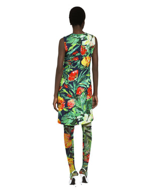BLOOM-PRINT BROCADE A-LINE DRESS