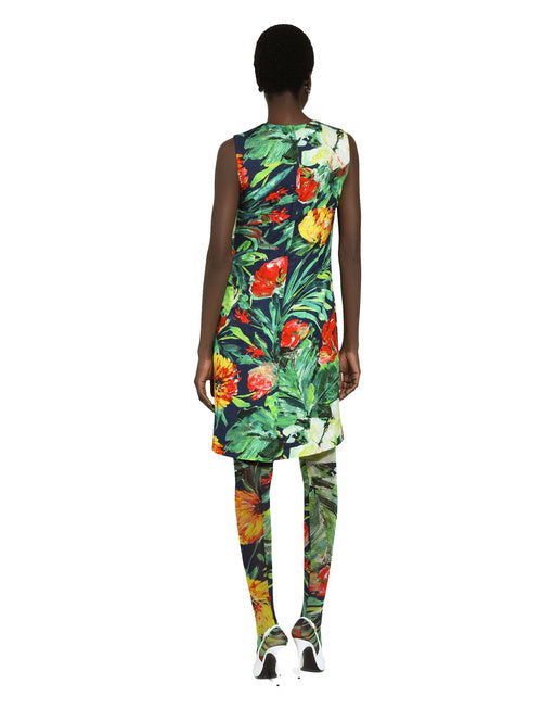 BLOOM-PRINT BROCADE A-LINE DRESS