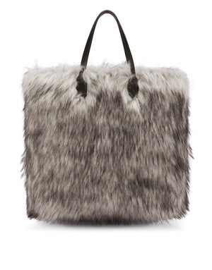 FAUX FUR SHOPPER WITH BRANDED TAG