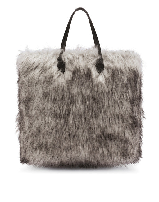FAUX FUR SHOPPER WITH BRANDED TAG