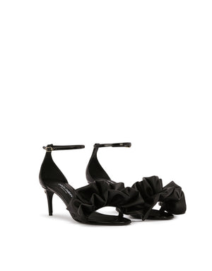 POLISHED CALFSKIN SANDALS WITH RUCHING