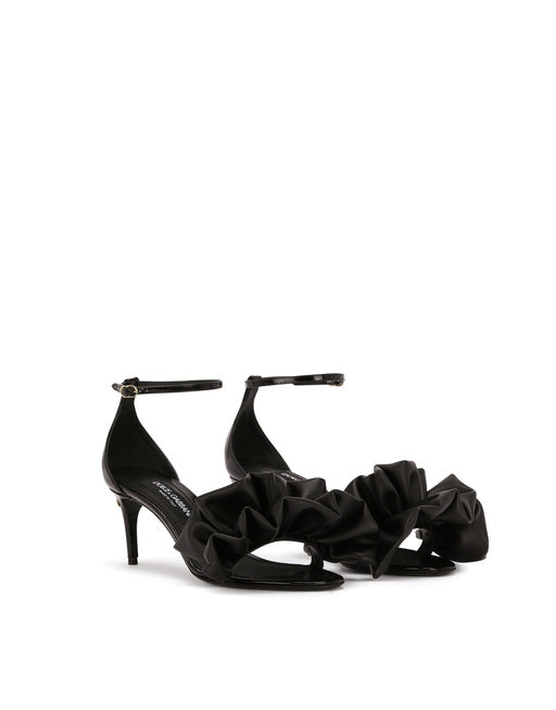 POLISHED CALFSKIN SANDALS WITH RUCHING