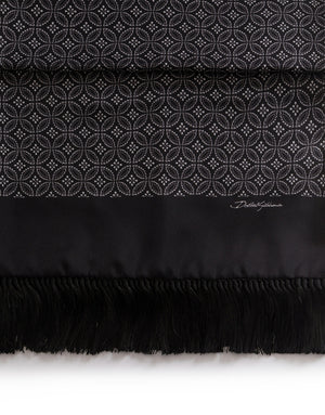 SILK JACQUARD SCARF WITH FRINGING